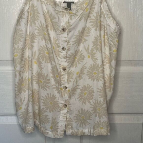 Torrid 1 Daisy Daydream Tank Top Sz 1X 14 - 16 Tan White Floral - Picture 4 of 12